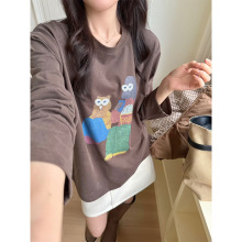 2025秋季新款韩系可爱卡通印花T恤宽松百搭圆领上衣潮显瘦ZXR