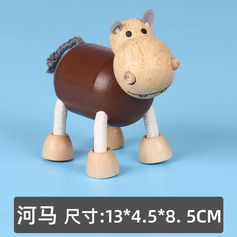 手作りの木の動物の人形ケヤキの対外貿易の置物の子供の贈り物のままごとのセットのおもちゃの動物の模型|undefined