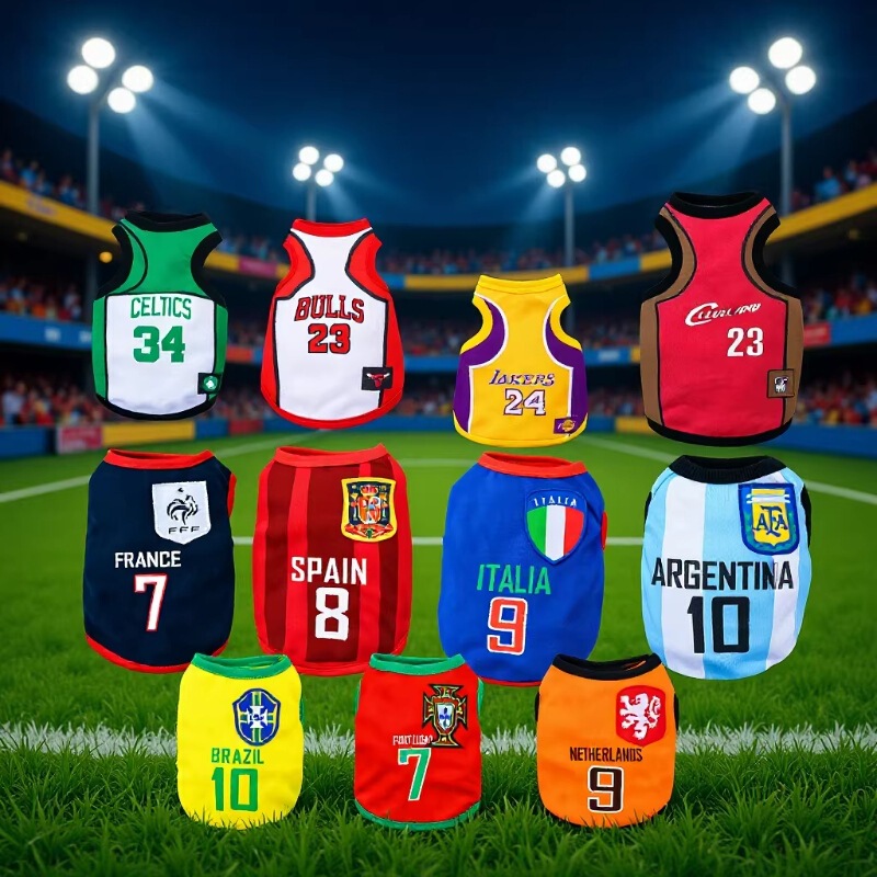 Pet Clothing Wholesale World Cup Basketball and Football Vests Dog Clothes Cat Clothes Spring and Autumn Thin Breathable Clothing