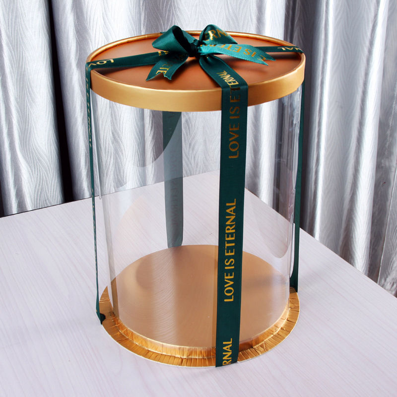 Internet celebrity birthday cake box dessert packaging box transparent round cake box 6 inches 8 inches 10 baking packaging manufacturer