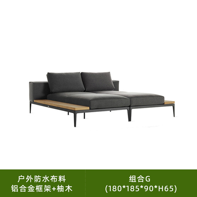 Nórdico ratán sofá muebles patio jardín Villa balcón al aire libre Hotel ocio al aire libre teca sofá combinación