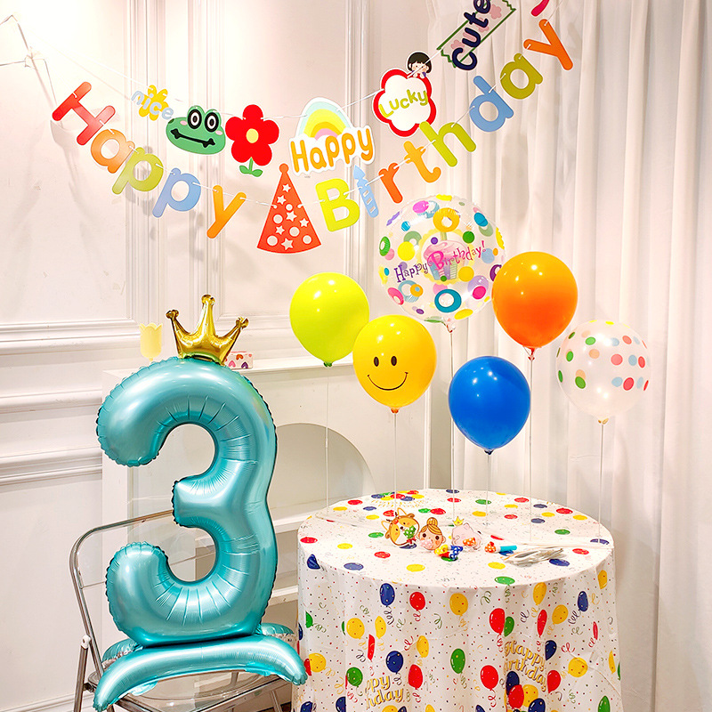 Décorations pour la première fête d'anniversaire de bébé : ballons chiffres, banderoles et toile de fond pour garçons et filles_voghion.com