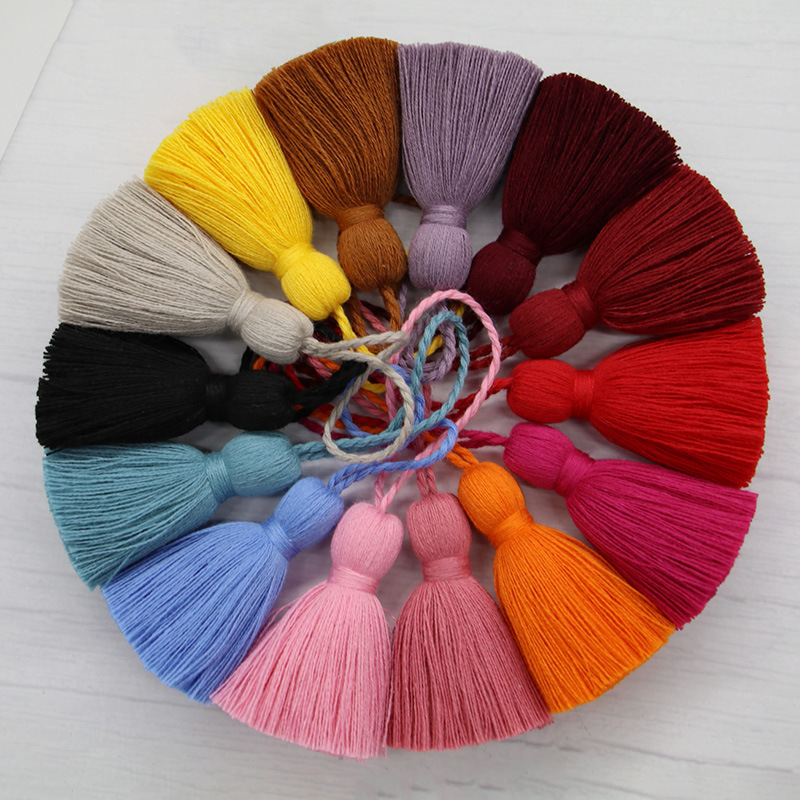 现货11cm纯棉流苏长绳胖流苏家纺抱枕角吊绳流苏穗子箱包配件30色
