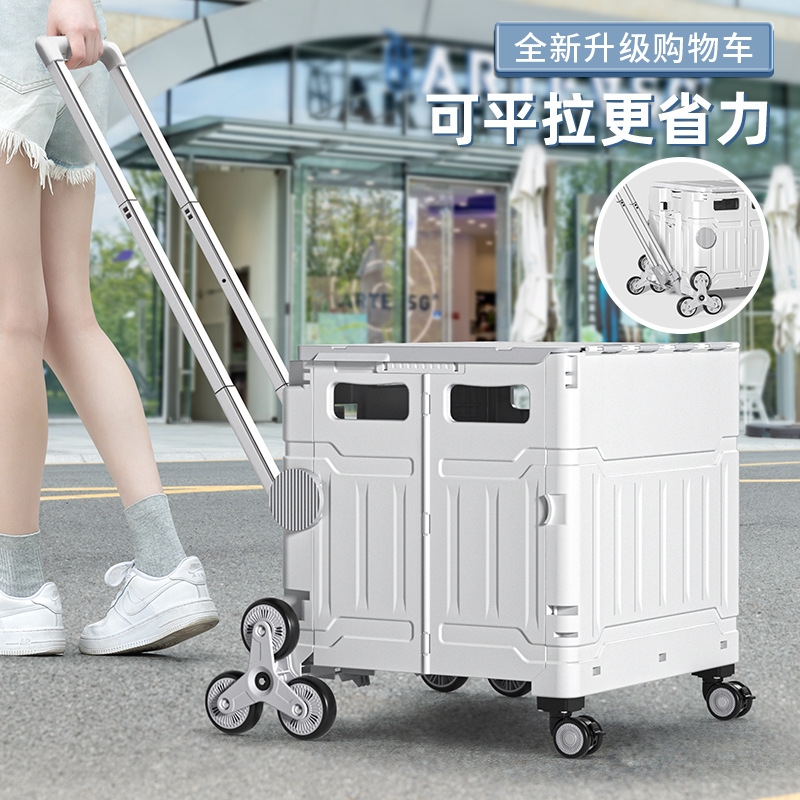 Vegetable shopping cart small foldable shopping cart home use portable push cart travel trolley magic take-out food cart