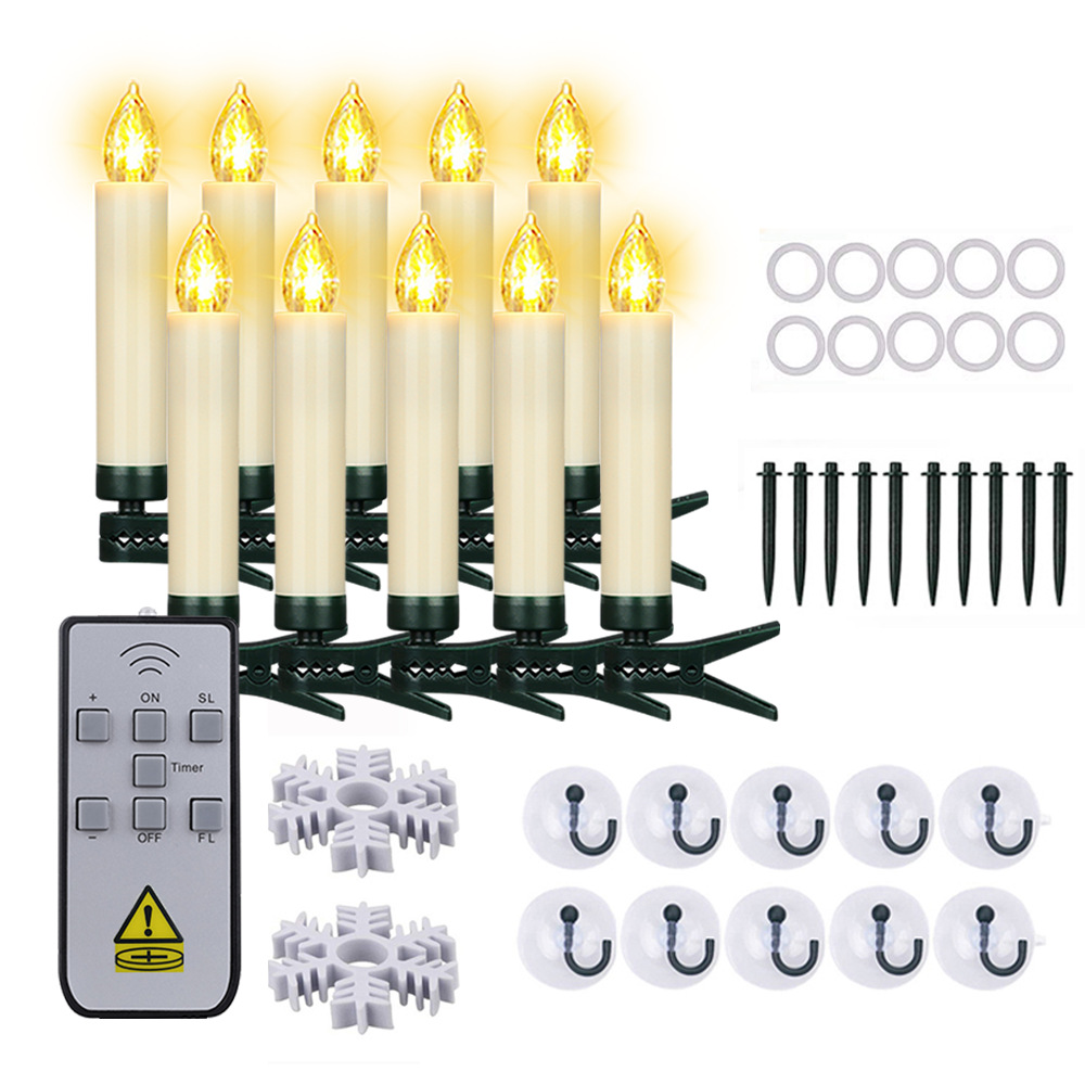 Velas electrónicas con control remoto, velas de plástico simuladas con temporizador para decoración navideña y de Halloween, luces de vela de plástico con iluminación de llama.