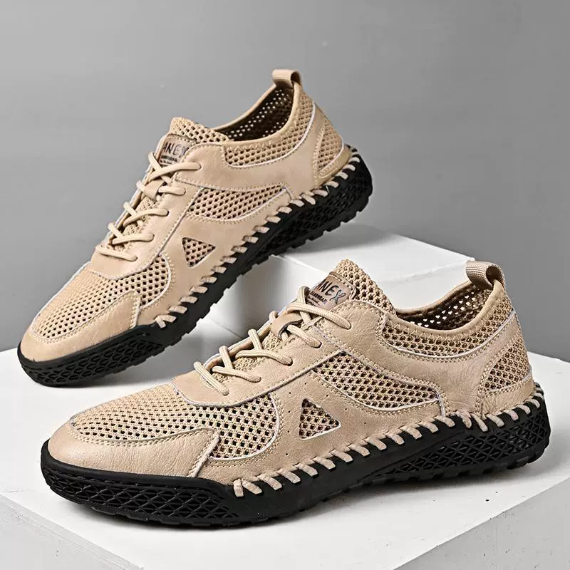 Мода летом ручная шитья ажурная воздухопроницаемая сетка наружный пляж мужские сандалии