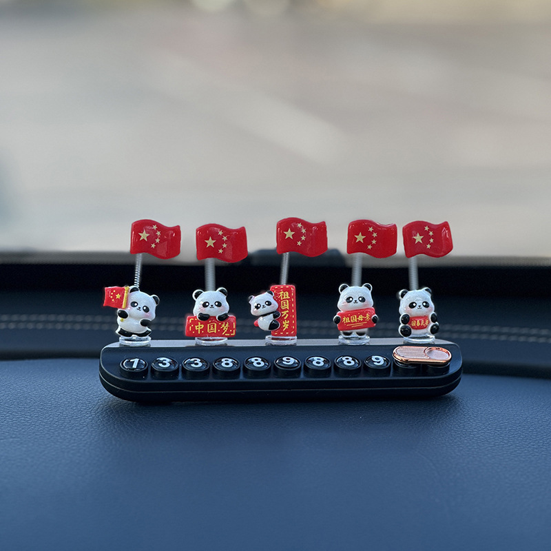 flag style car – Hongqi Nömrəli dayanma kartı - model-a-panda-national-flag-5pcs-black-free-aromatherapy