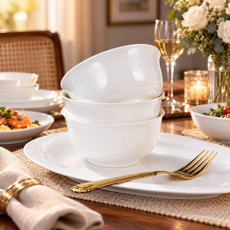 Customized Jingdezhen Bone China Dinnerware Set, Bowl and Plate Set, Ceramic Source Factory, Logo Pattern, Rice