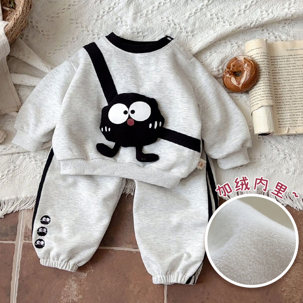 ベビー秋韓国漫画スーツ男の子インスタイルスウェットシャツパンツツーピースセット新生児カテゴリーA服