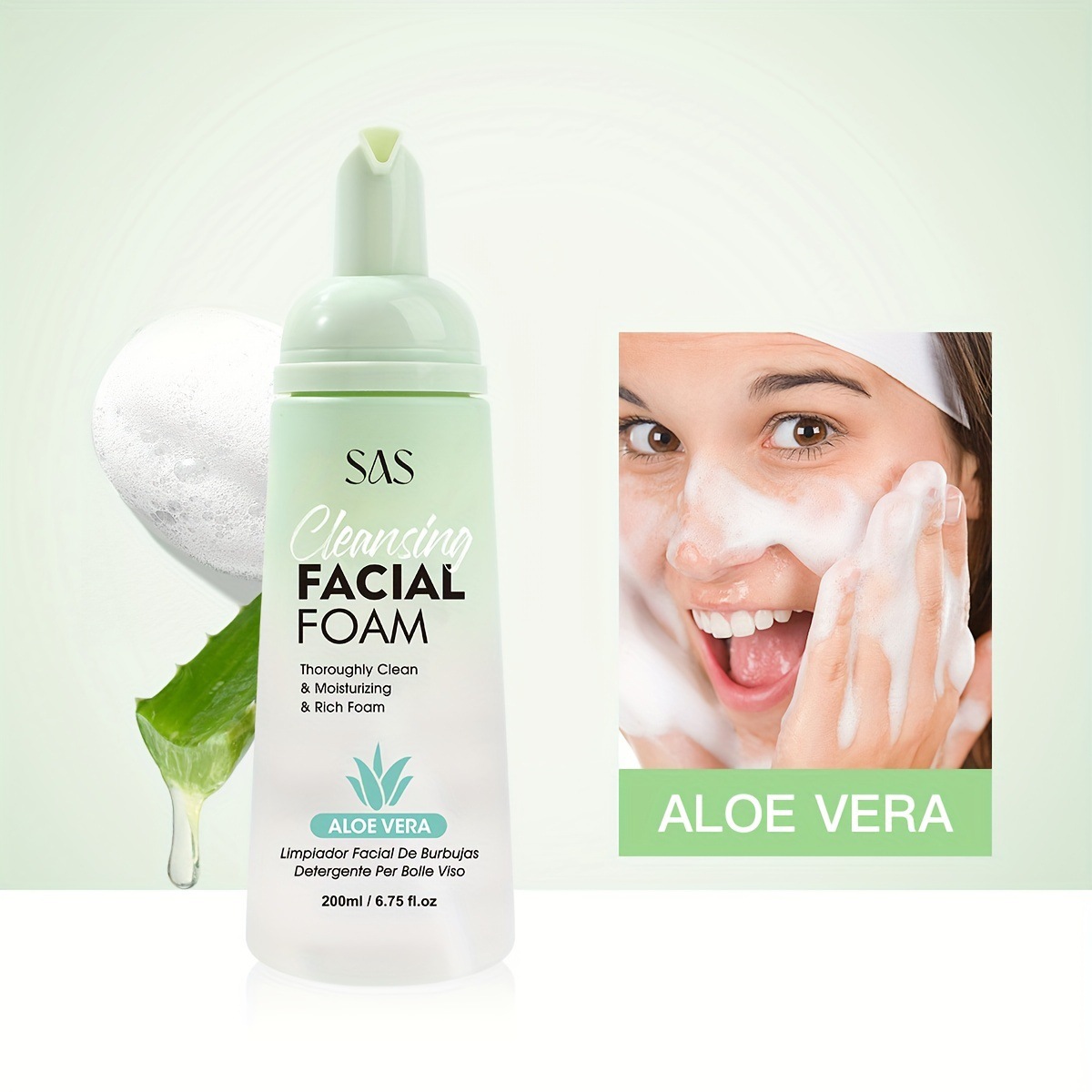 USHAS European and American Cross-border spot mousse limpiador facial aminoácido limpiador desmaquillante SAH027-30 de limpieza profunda