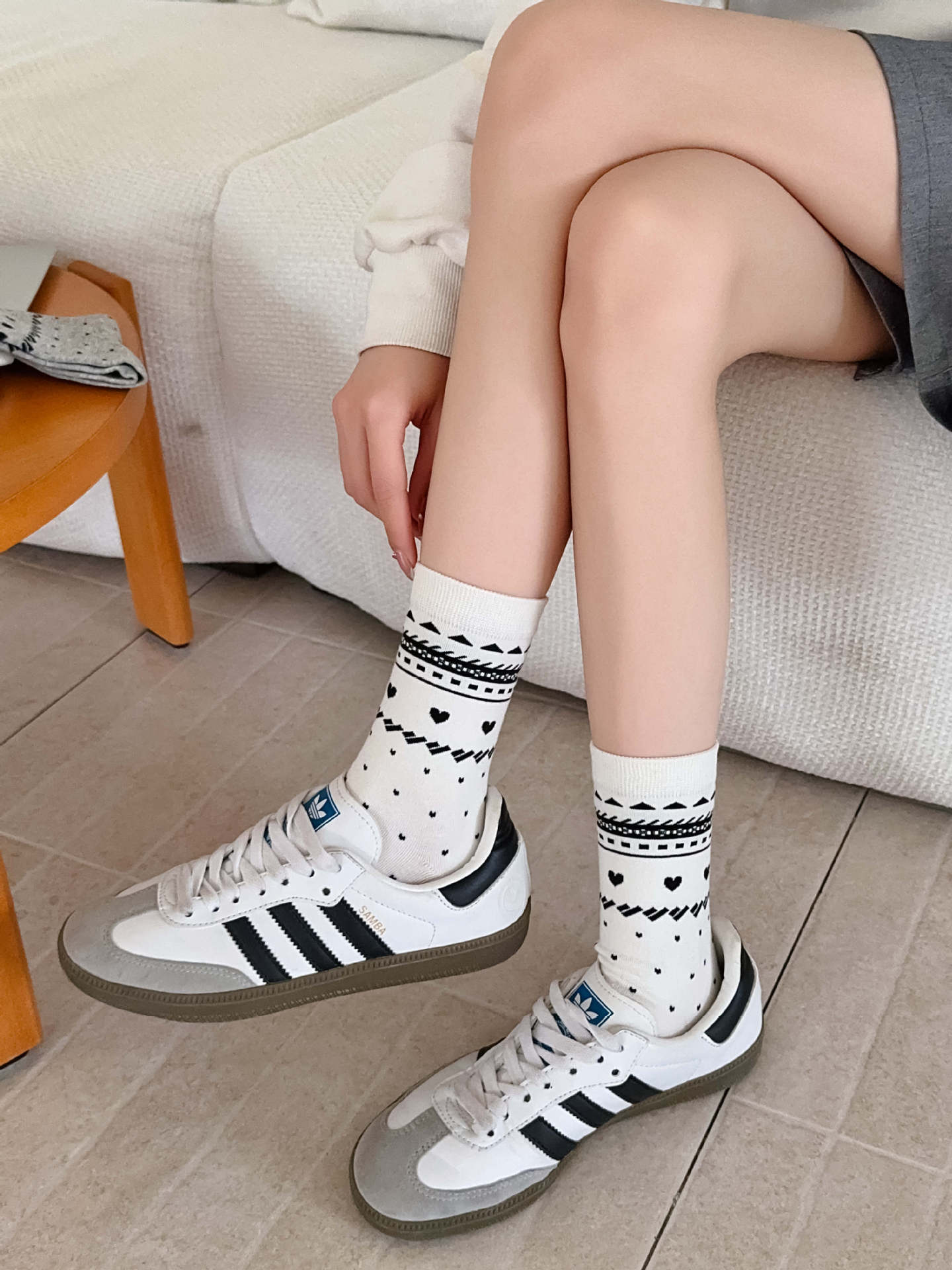 Comfort Function Sweet Women's Polka Dots Bow Knot Cotton Crew Socks A Pair