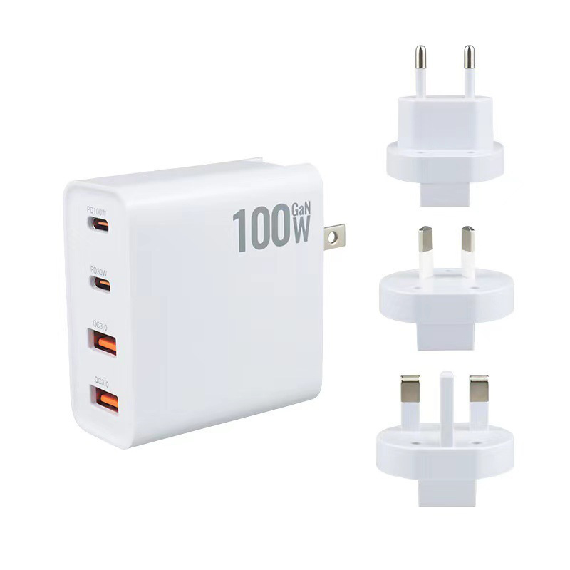 100W Four-Port Pd Fast Charger Suitable for Apple, Huawei, Samsung Mobile Phones, Tablets, and Laptops