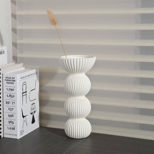 Nordic creative art origami striped geometric ceramic vase living room flower arrangement home soft decoration ornaments wholesale