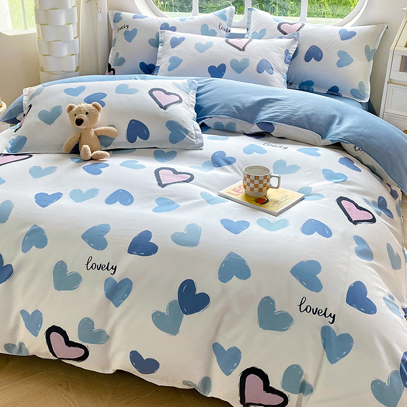 2025 ropa de cama de cuatro piezas de algodón de nuevo estilo ropa de cama de algodón funda de edredón ropa de cama de tres piezas de una sola cama doble