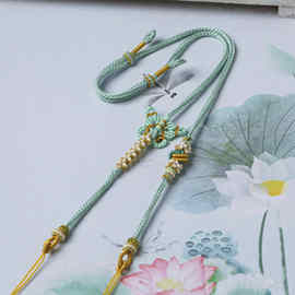 手工纯手工编织绳子黄金挂绳高档蜜蜡吊坠项链编绳翡翠千里调节