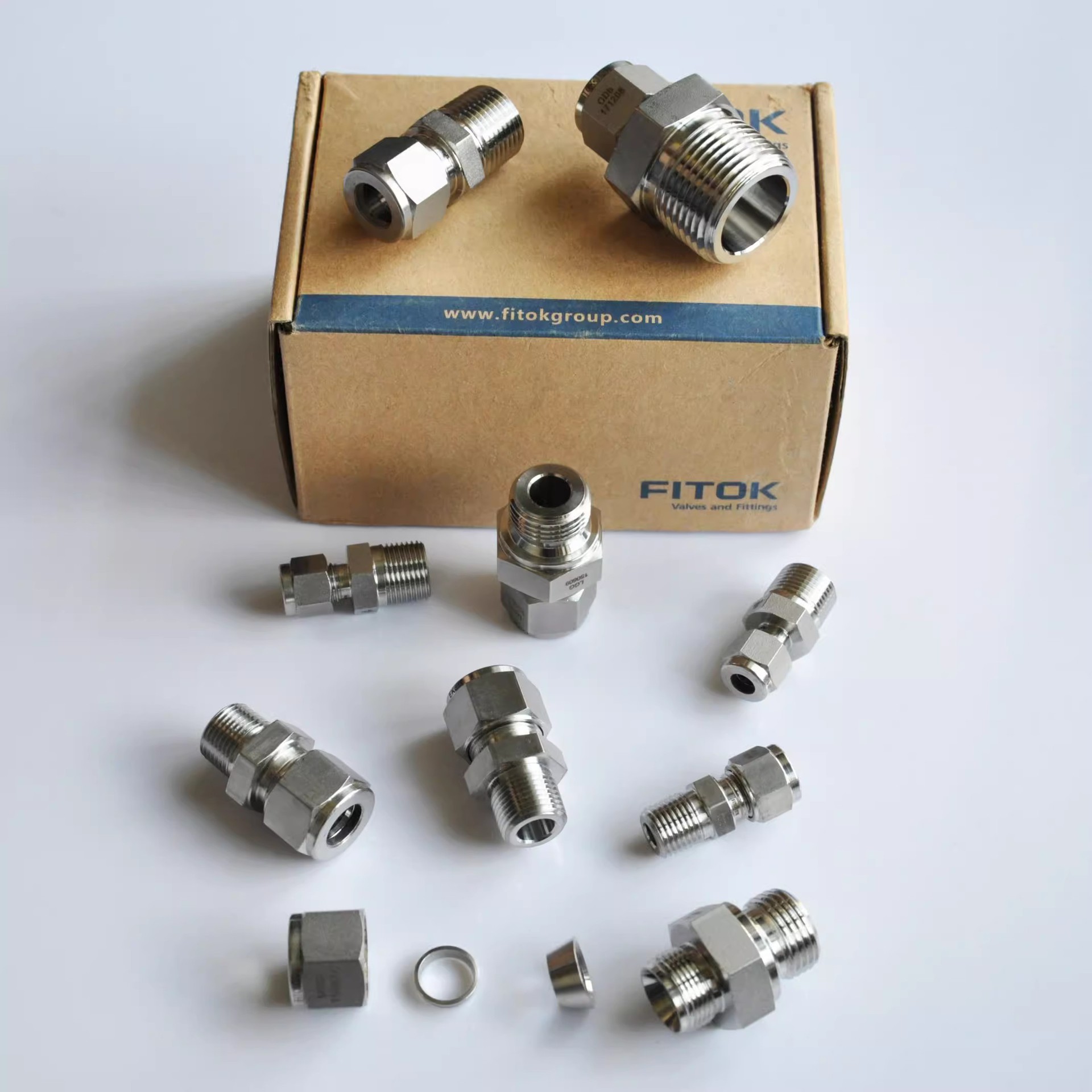 【SS-CM-FL4-NS6】FITOK/飞托克卡套管接头1/4转3/8NPT外螺纹