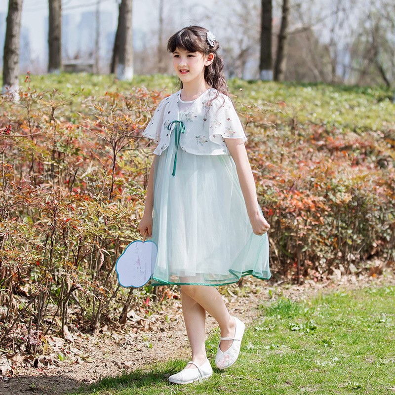 Girls' Chinese Style Ancient Fairy Hanfu Ruqun Children's Ancient Costume Flowing Fairy Tang Dress Summer Wear