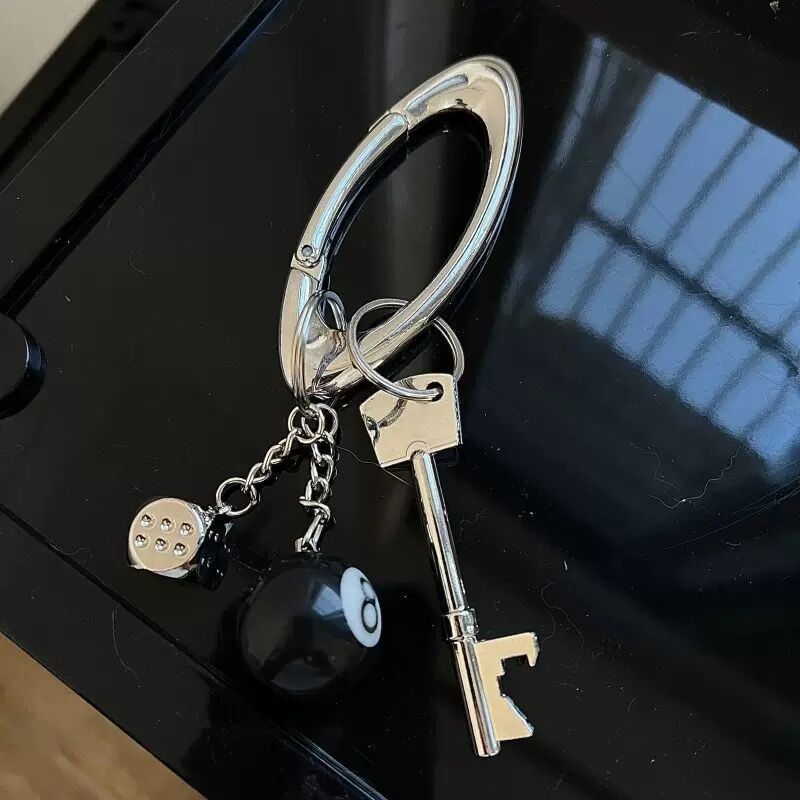 手作り DIY クリエイティブキーホルダーバッグペンダント巻尺コンパス温度計栓抜きレンチサイコロブラックエイト|undefined