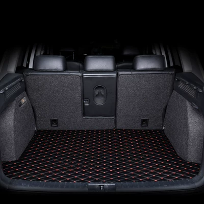 right-hand drive car-specific full-cover | Trunk Mat - trunk-flat-main-matblack-and-red-no-installation-required