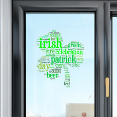 跨境創意聖帕特里克節綠葉裝飾木門貼紙臥室書房浴室門牆貼玻璃貼