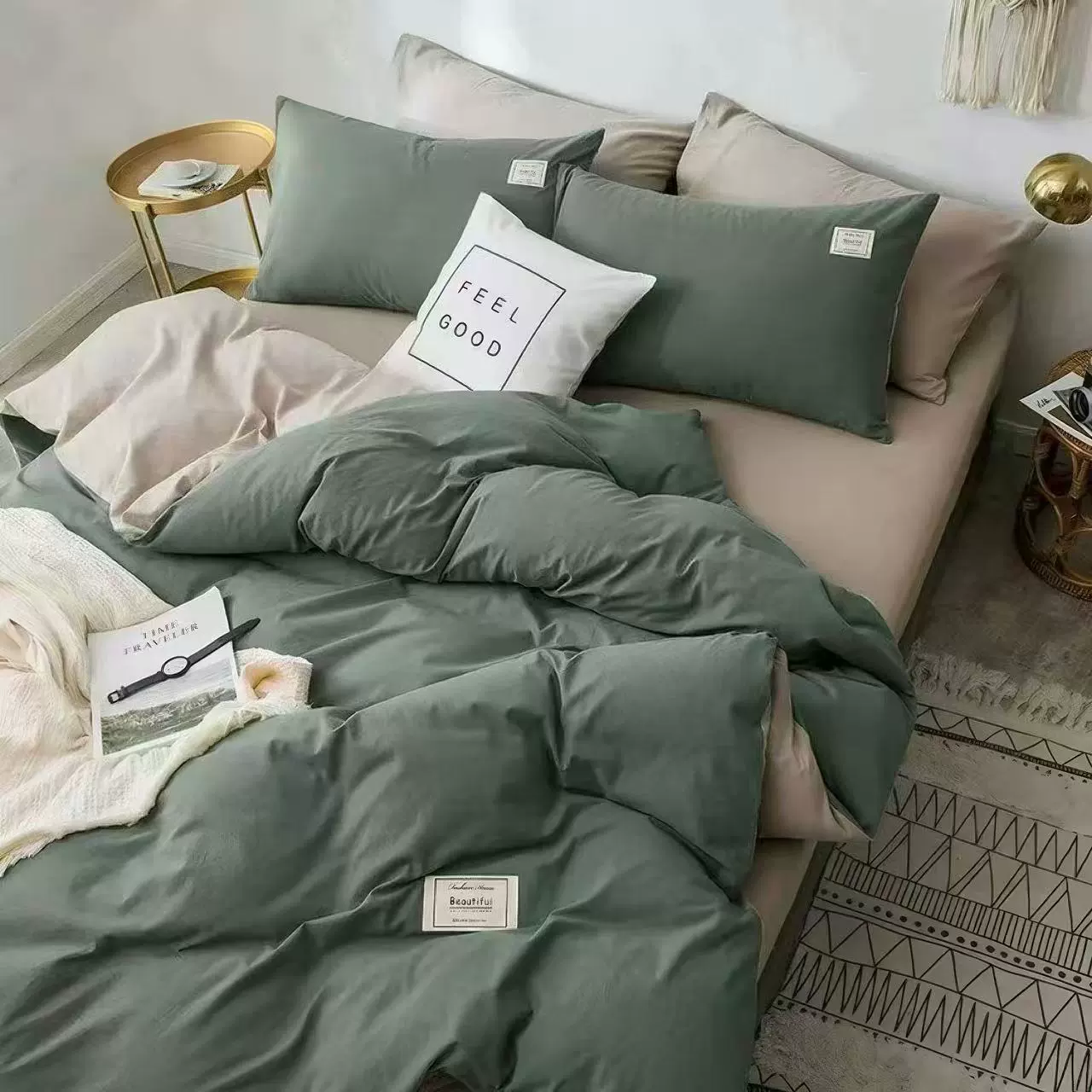 Постельный комплект в скандинавском стиле: пододеяльник из хлопчатобумажной ткани (4 предмета), простыни в стиле интернет-знаменитостей, комплект постельного белья для студенческого общежития (3 предмета)