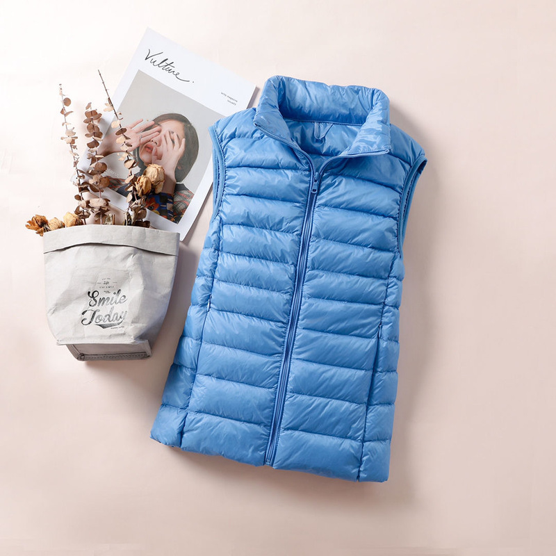 Autumn and winter women's light down vest Korean version of the collar short slim vest waistcoat down coat manufacturers wholesale