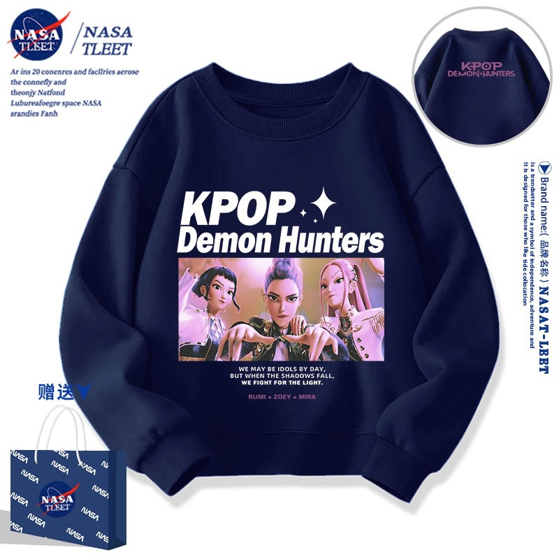 Nasa Co-Branded Kpop Demon Hunters Peripheral Clothes Anime Cartoon Round Neck Tops