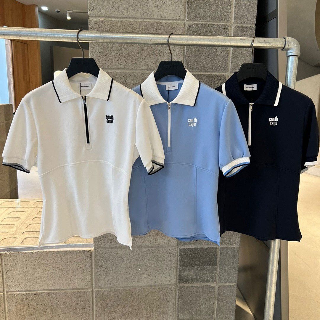 New Golf Embroidered Simple Style Lapel Half-Zip Top Summer Business Short-Sleeve T-Shirt Versatile