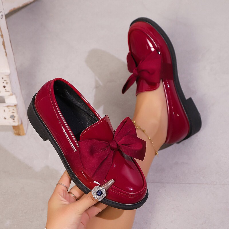British Style Small Leather Shoes 2025 Autumn New Versatile Flat Women's Shoes Multi-Color Bow Shoes Slip-On Loafers British Style Small Leather Shoes 2025 Autumn New Versatile Flat Women's Shoes Multi-Color Bow Shoes Slip-On Loafers