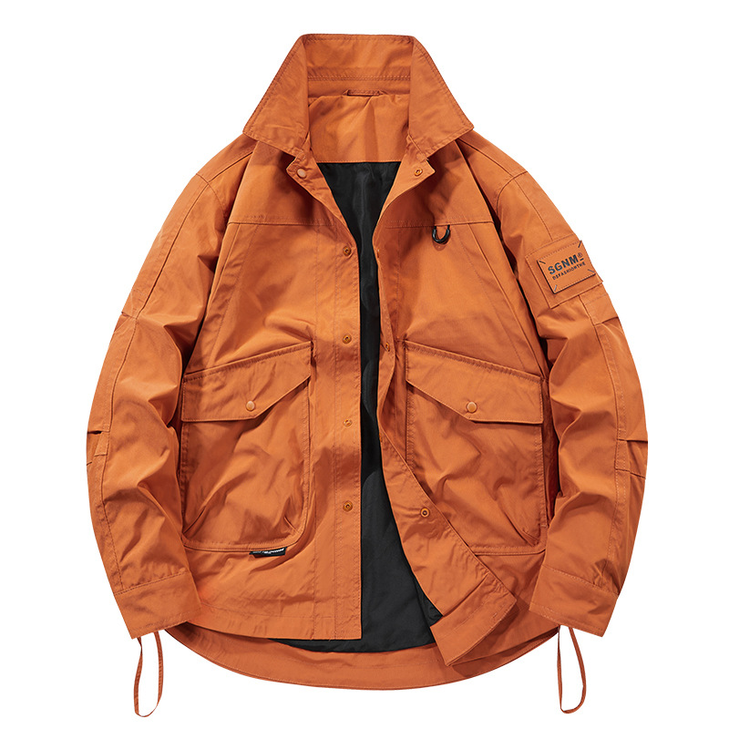 Primavera y otoño nueva chaqueta de trabajo de bolsillo para hombre chaqueta de solapa casual al aire libre chaqueta casual chaqueta suelta para hombre