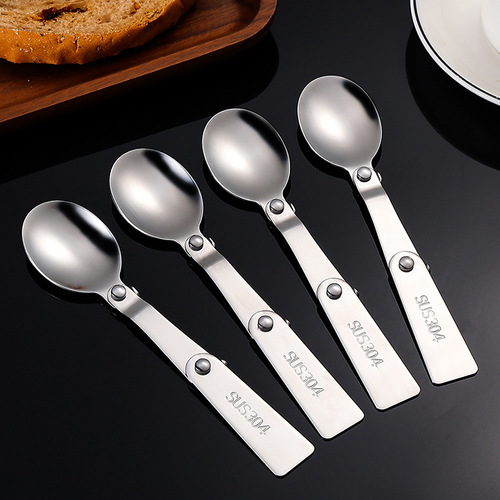 304 stainless steel folding spoon portable travel tableware creative rotating pair of folding stew beakers and matching spoons
