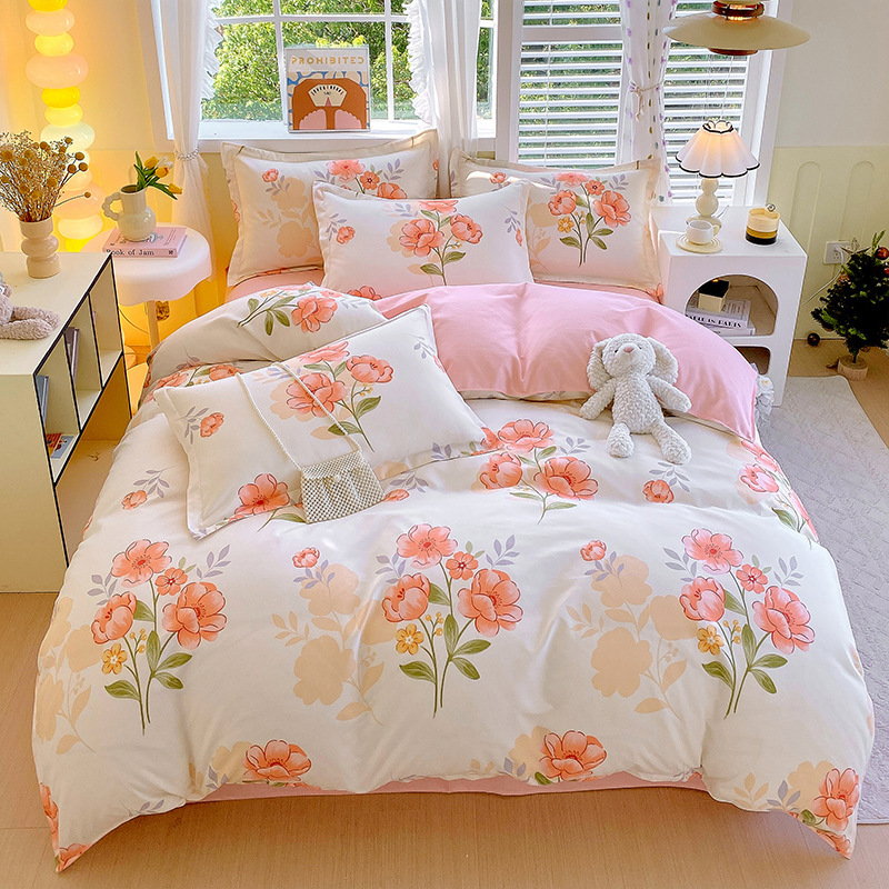 Simple Style Bed Four-Piece Brushed Bed Sheetss Student Dormitory Three-Piece Washed Cotton Quilt Cover Skin-Friendly Quilt Cover Simple Style Bed Four-Piece Brushed Bed Sheetss Student Dormitory Three-Piece Washed Cotton Quilt Cover Skin-Friendly Quilt Cover