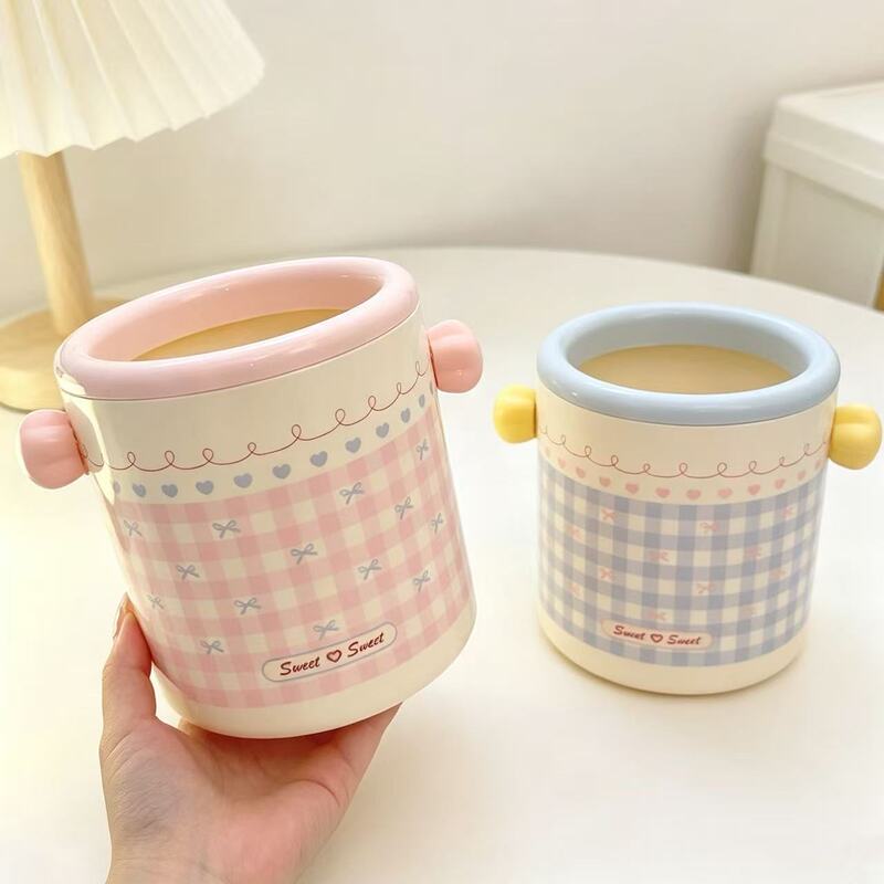 Cute Dormitory Desktop Trash Can, Large Capacity, High Aesthetic Value, Dopamine-Style, for Bedroom and Living Room, Lidless Wastebasket for Home Use
