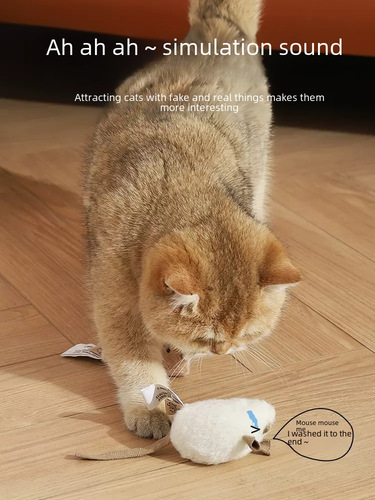 Cat toy self-entertaining boredom buster electric realistic small mouse sounding small kitten supplies afp cat teaser stick