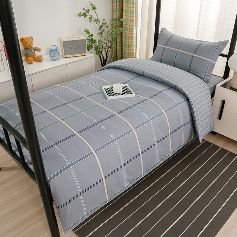 Juego de algodón de tres piezas para dormitorio de estudiantes, juego de seis piezas de algodón puro, funda de edredón, litera, kit de dormitorio, compra al por mayor
