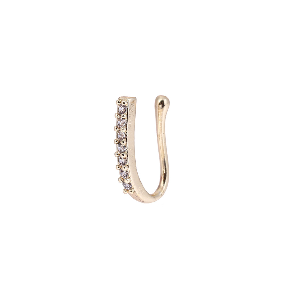 Cross-Border U-Shaped Clip Copper Inlaid Zircon Star Non-Pierced Jewelry Piercing Accessories Ring Nose Stud Wholesale_voghion.com