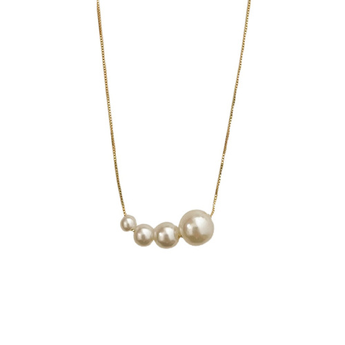  New Real Gold Electroplated Pearl Necklace Ins Style Retro Temperament Simple Necklace Versatile Fashion Necklace for Women