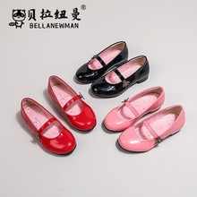 女童漆皮亮面小皮鞋2024春秋新款儿童圆头表演鞋韩版中大童单鞋