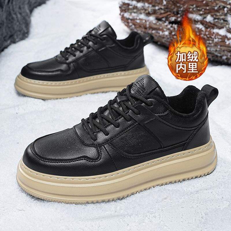 男鞋冬款2025新款加绒保暖棉鞋休闲皮鞋男款年轻人马丁靴工装板鞋