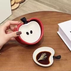 かわいいリンゴに調味料をつけたクリエイティブアニメ陶磁器調味料家庭用キッチンの洗練された高級感酢皿軽食皿