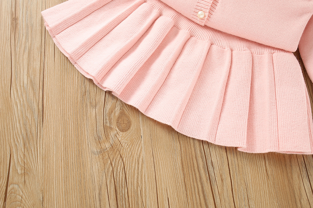 Κοριτσίστικο Πουλόβερ 2023 Φθινόπωρο Νέο Μοντέρνο Κορεάτικο Μονόχρωμο Πλεκτό Φούστα με Μεγάλο Γιακά, Σετ Δύο Τεμαχίων_voghion.com