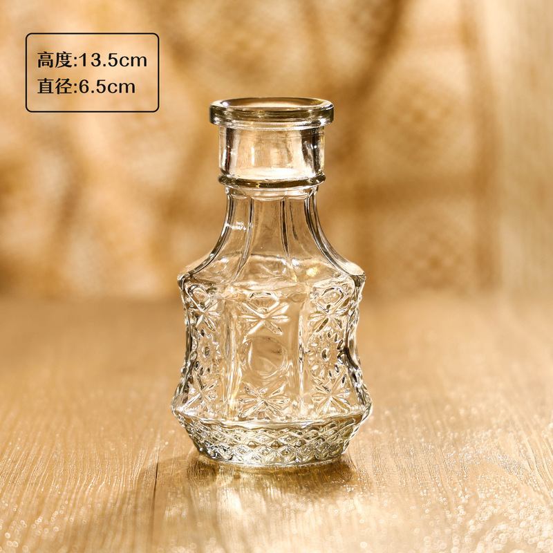 亚马逊同款迷你玻璃花瓶 ins风透明摆件插花中古高级感小花瓶套装|undefined