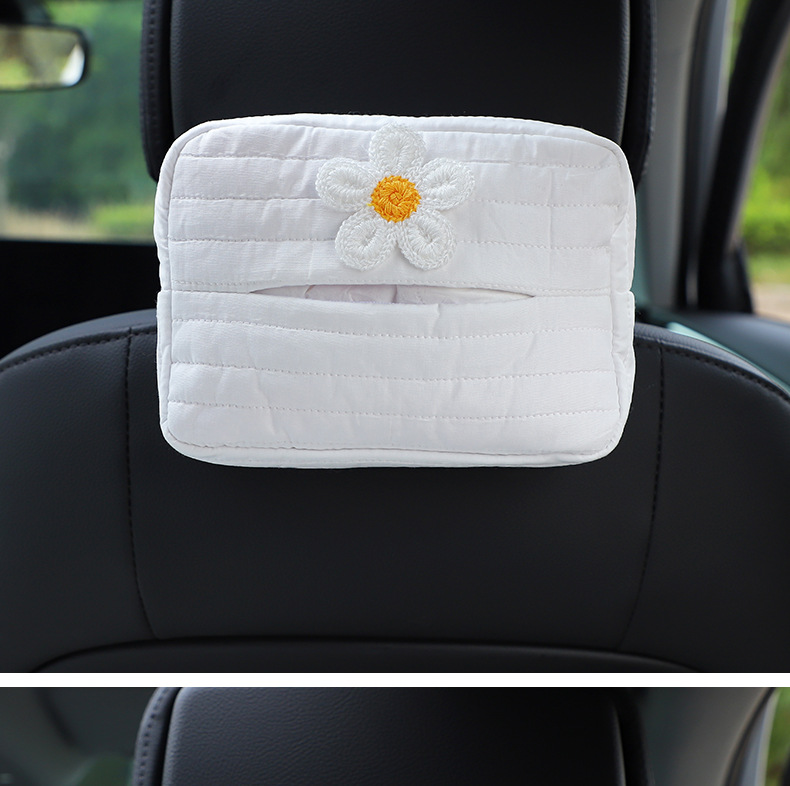 Cartoon fabric car tissue box car seat back-mounted paper box multifunctional car interior supplies DIY