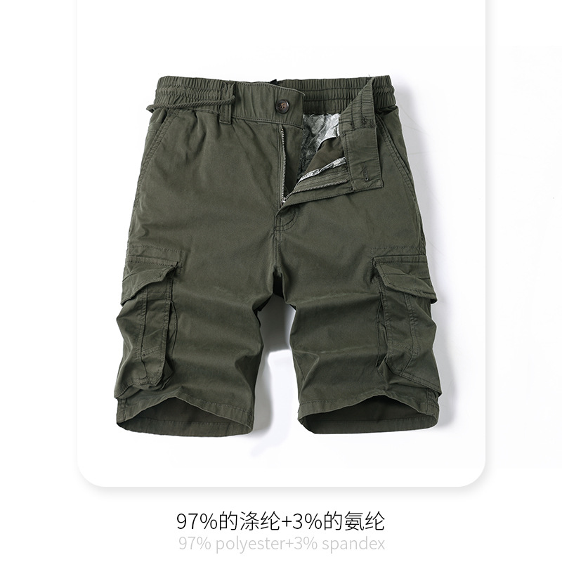 Japanese Retro Multi-Pocket Casual Cargo Shorts Men's Five-Point Shorts Trendy Loose Pure Cotton Stain-Resistant Mid-Length Pants
