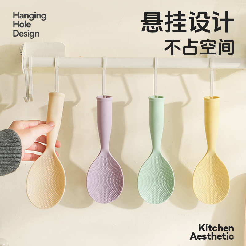 厚みのある高温耐性のしゃもじは、家庭用キッチンで鍋を傷つけずに使用でき、焦げ付き防止の食品グレードのしゃもじです。|undefined