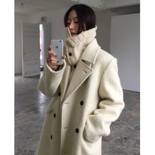 现货~Y标 韩国面料london fla*t双排扣伦敦长款女神羊毛毛呢大衣