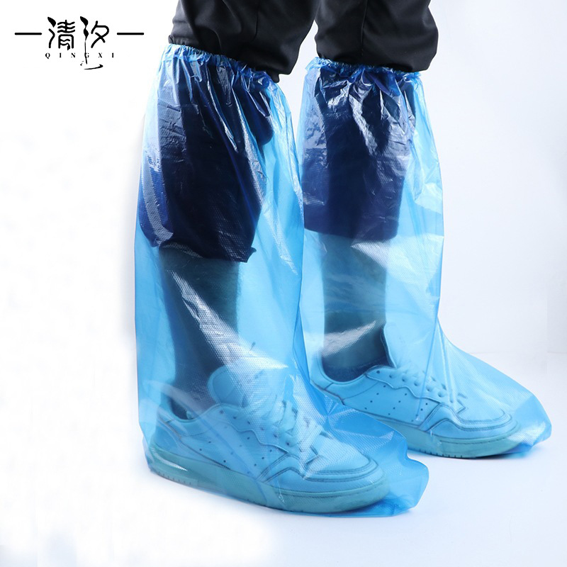 Disposable shoe covers, waterproof shoe covers, thickened long-tube farm boot covers for rainy days, outdoor rafting plastic boot covers, wholesale