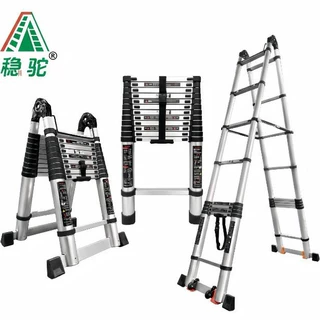定制竹节梯伸缩梯人字梯折叠梯多功能楼梯升降梯稳驼梯子工厂出口