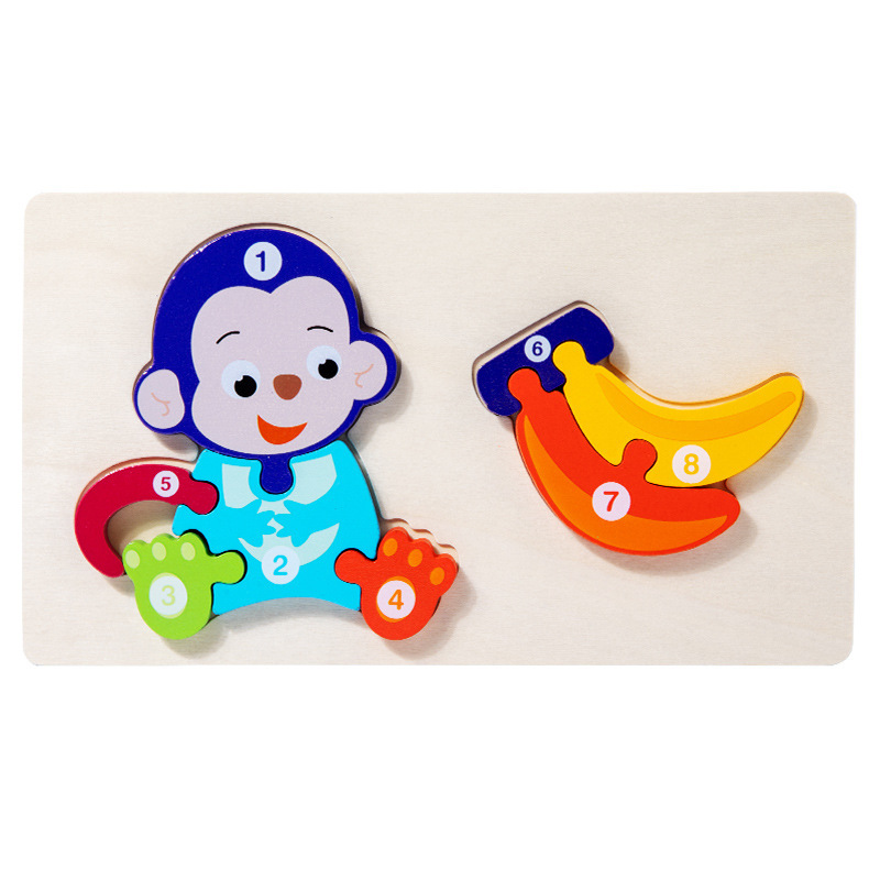 Juego de educación temprana juguetes niños montessori enseñanza rompecabezas alimentos cadena rompecabezas animal cognición bebé rompecabezas