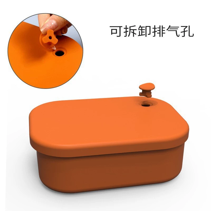 Square Silicone Lunch Box, Multi-Compartment Mini Bento for Children & Adults, 4-Section